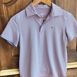 Vineyard Vines Orange and Light Blue Striped Polo